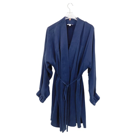 Lunya Washable Silk Robe Lounge Wear Lightweight Silk Blend Deep Blue L/XL - Picture 1 of 5